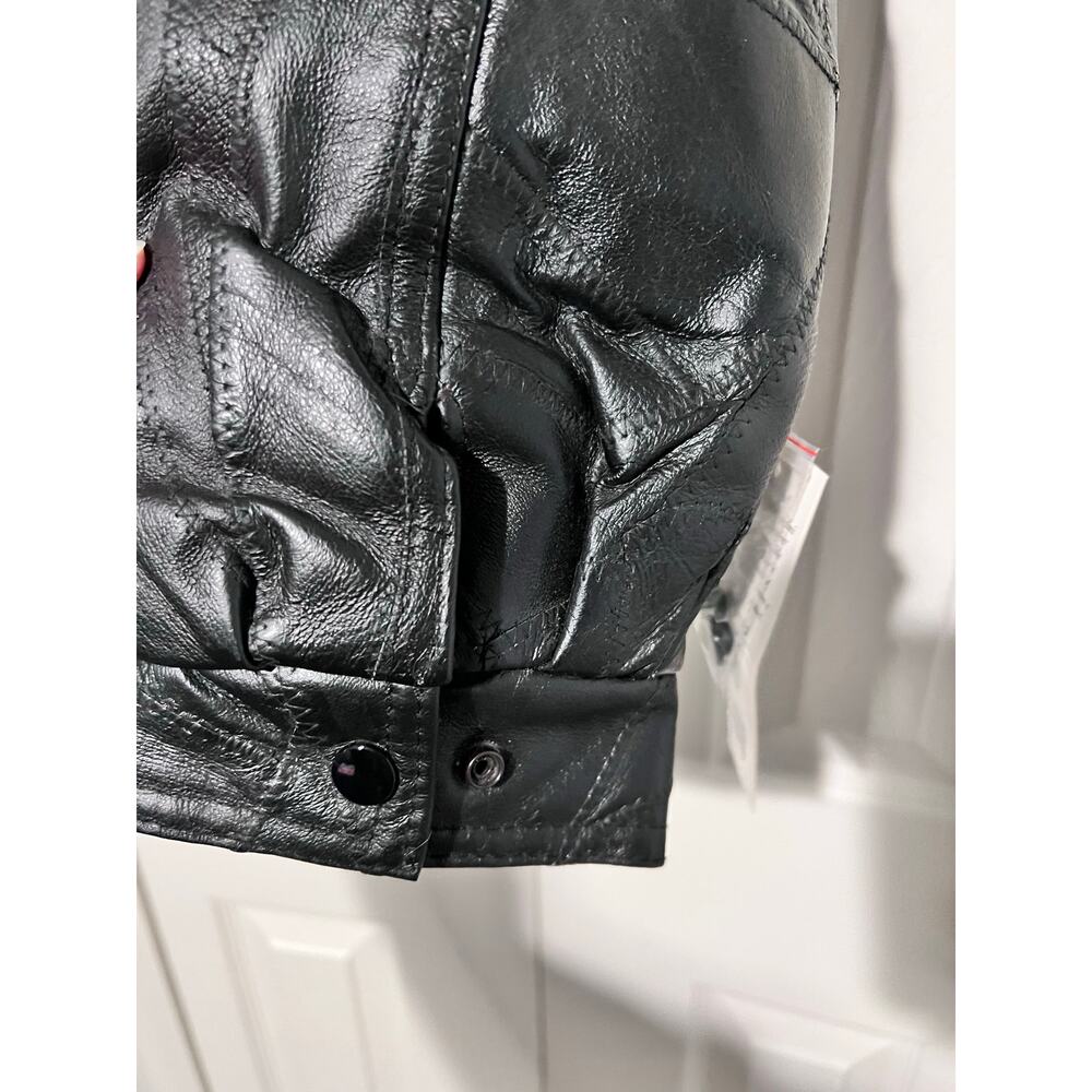 Vintage Fondini Leather Jacket Mens XL Black Patchwork Lyle’s Liquor NWT - Picture 7 of 12